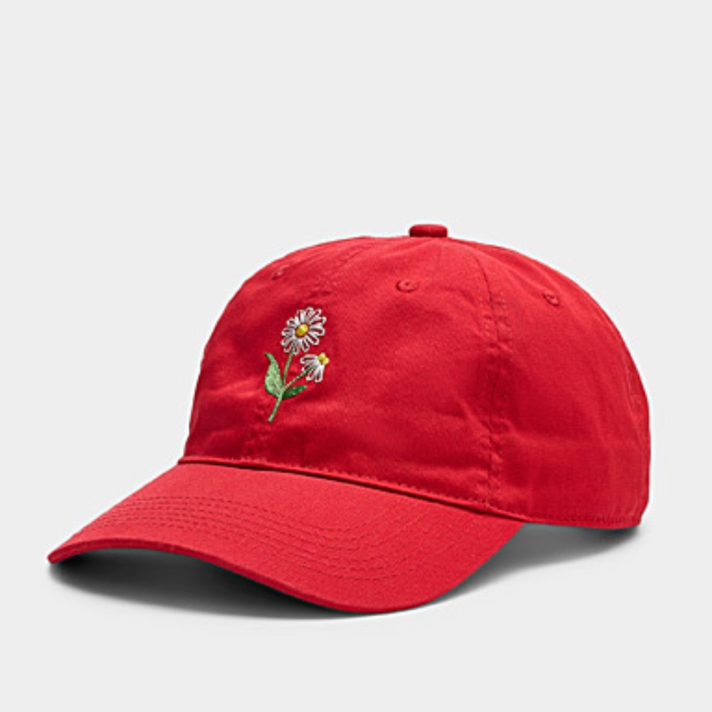 Unisex red flower embrodered baseball cap hat NWT